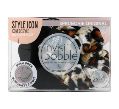Invisibobble, Sprunchie Original Hair Scrunchie, True Black/Purrfection, 2 Pack