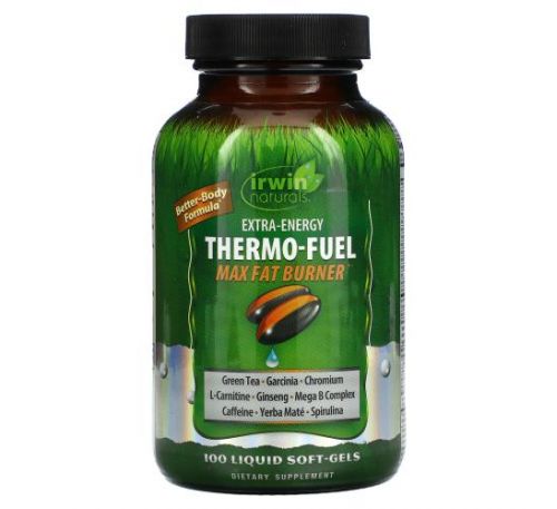 Irwin Naturals, Extra-Energy Thermo-Fuel Max, засіб для спалювання жиру, 100 капсул з рідиною