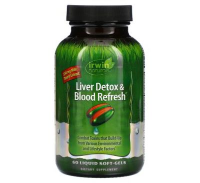 Irwin Naturals, Liver Detox & Blood Refresh, добавка для очистки печени и крови, 60 капсул с жидкостью