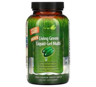 Irwin Naturals, Men's Living Green Liquid-Gel Multi, 120 Liquid Soft-Gels