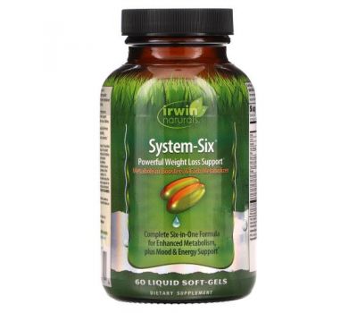 Irwin Naturals, System-Six, Powerful Weight Loss Support, 60 Liquid Soft-Gels