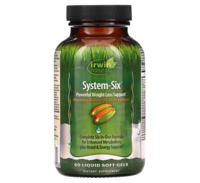 Irwin Naturals, System-Six, Powerful Weight Loss Support, 60 Liquid Soft-Gels