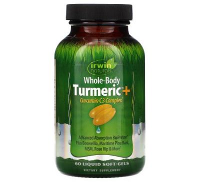 Irwin Naturals, Whole-Body Turmeric+, куркума, 60 капсул с жидкостью