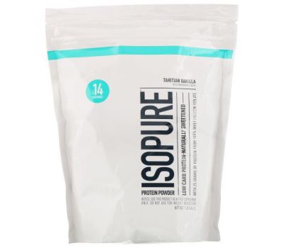 Isopure, Протеиновый порошок с низким содержанием углеводов, таитянская ваниль, 454 г (1 фунт)
