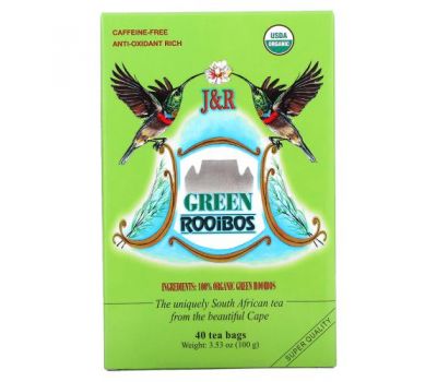 J&R Port Trading Co., Organic Green Rooibos, Caffeine-Free, 40 Tea Bags, 3.53 oz (100 g)