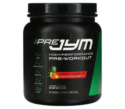 JYM Supplement Science, Pre JYM, High Performance Pre-Workout, Pineapple Strawberry, 1.7 lbs (780 g)