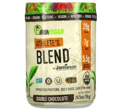Jamieson Natural Sources, IronVegan, Athlete's Blend, Double Chocolate, 26.5 oz (750 g)