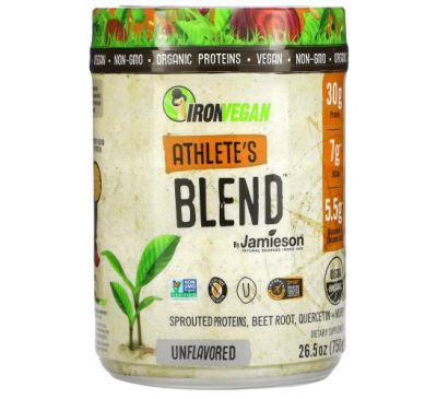 Jamieson Natural Sources, IronVegan, Athlete's Blend, Unflavored, 26.5 oz (750 g)