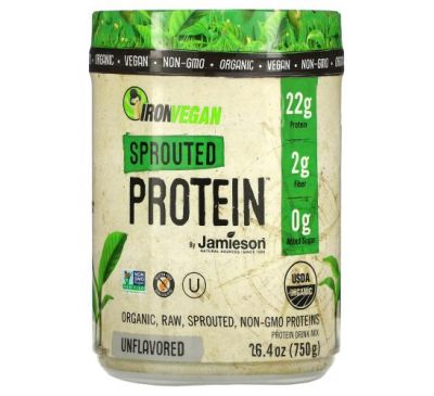 Jamieson Natural Sources, IronVegan, Sprouted Protein, Unflavored, 26.4 oz (750 g)