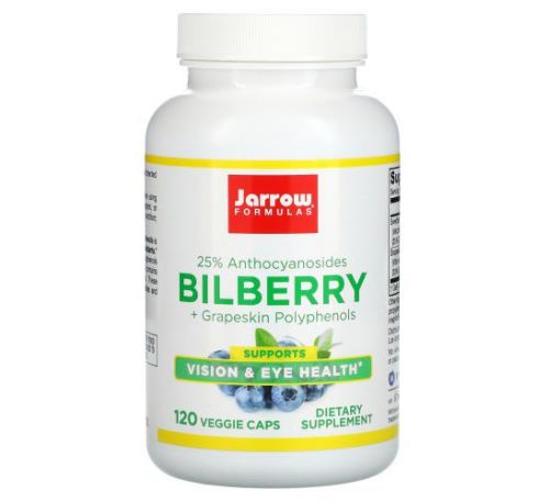 Jarrow Formulas, Bilberry + Grapeskin Polyphenols, 280 mg, 120 Veggie Caps