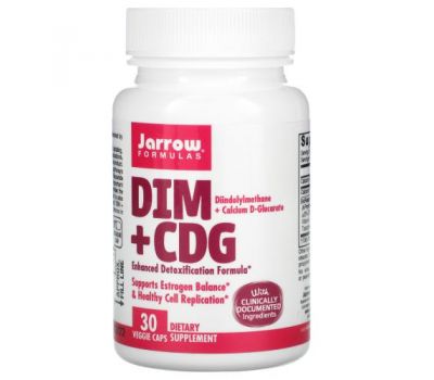 Jarrow Formulas, DIM + CDG, улучшенная формула для детоксикации, 30 вегетарианских капсул