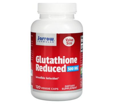 Jarrow Formulas, Glutathione Reduced, глутатіон (відновлена форма), 500 мг, 120 вегетаріанських капсул