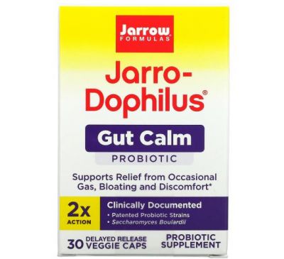 Jarrow Formulas, Jarro-Dophilus Gut Calm, 30 вегетарианских капсул с отсроченным высвобождением