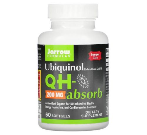 Jarrow Formulas, Ubiquinol, QH-Absorb, 200 mg, 60 Softgels