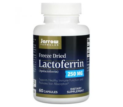 Jarrow Formulas, лактоферин, ліофілізований, 250 мг, 60 капсул
