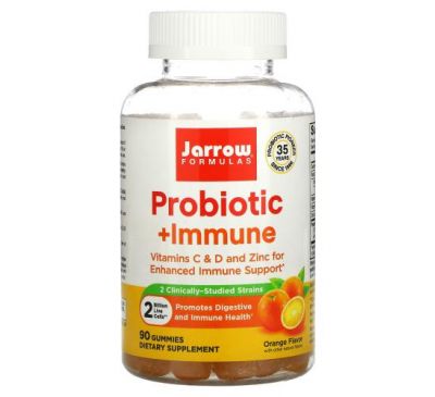 Jarrow Formulas, пробіотики й підтримка імунітету, смак апельсину, 90 жувальних таблеток