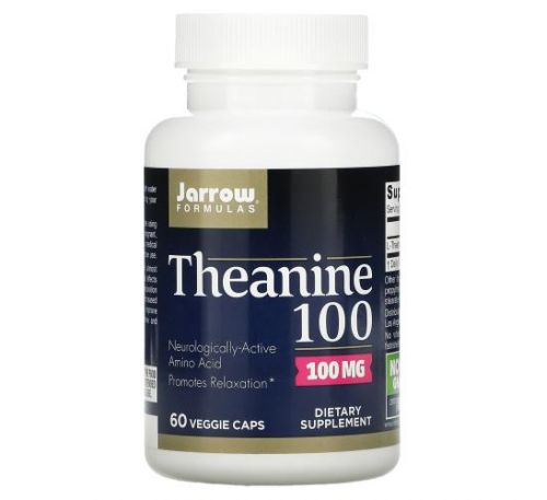 Jarrow Formulas, теанін 100, 100 мг, 60 рослинних капсул