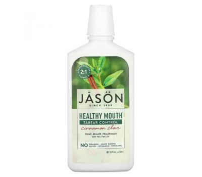 Jason Natural, Healthy Mouth, Fresh Breath Mouthwash, Tartar Control, Cinnamon Clove, 16 fl oz (473 ml)