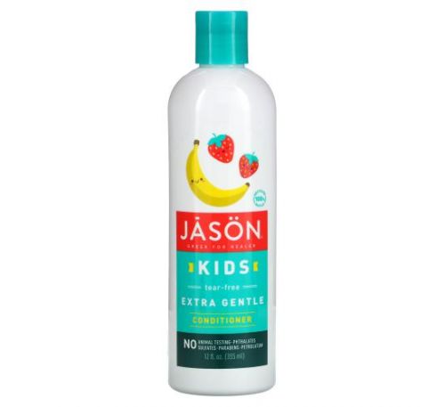 Jason Natural, Kids Tear-Free Extra Gentle Conditioner, Strawberry-Banana, 12 fl oz (355 ml)