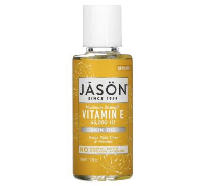 Jason Natural, Чистое натуральное масло для кожи, максимально эффективный витамин Е, 45 000 МЕ, 59 мл (2 жидких унции)