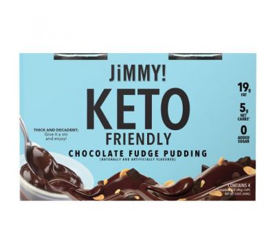 JiMMY!, Кето-дружественный пудинг с шоколадной помадкой, 4 чашки по 85 г (3 унции)