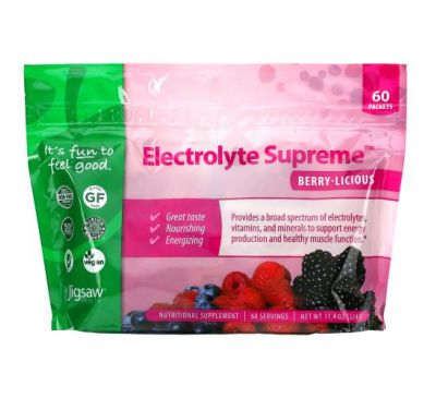 Jigsaw Health, Electrolyte Supreme, Berry-Licious, 60 Packets, 11.4 oz (324 g)