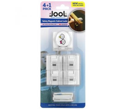 Jool Baby Products, Безопасные магнитные замки для шкафов, 4 + 1 упаковка