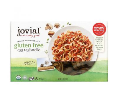 Jovial, 100% Organic Brown Rice Gluten Free Pasta, Egg Tagliatelle, 9 oz (255 g)