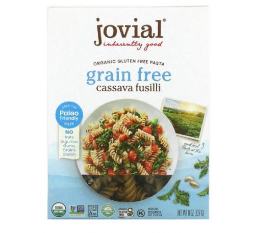 Jovial, 100% Organic & Gluten Free Pasta, Grain Free Cassava Fusilli, 8 oz (227 g)