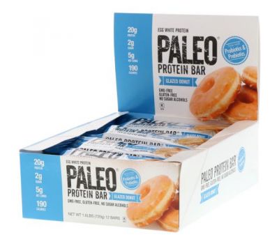 Julian Bakery, PALEO Protein Bar, глазированный пончик, 12 батончиков, 60 г (2,12 унции)