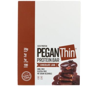 Julian Bakery, Pegan Thin Protein Bar, Chocolate Lava, 12 Bars, 2.29 oz (65 g) Each