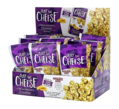 Just The Cheese, Crunchy Mini Toasted Cheese, Wisconsin Cheddar, 16 Packages, 0.5 oz (14 g) Each