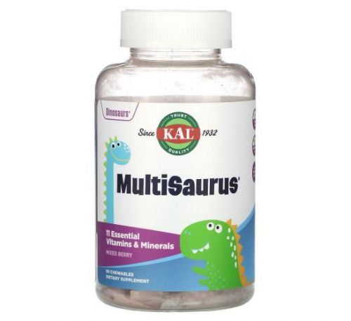 KAL, Dinosaurs, MultiSaurus, Mixed Berry, 90 Chewables