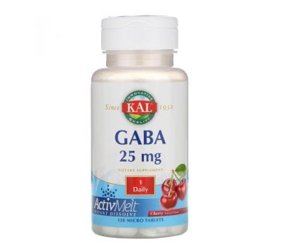 KAL, GABA, Cherry, 25 mg , 120 Micro Tablets