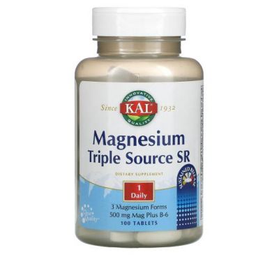 KAL, Magnesium Triple Source SR, 500 mg, 100 Tablets