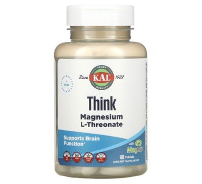 KAL, магній L-треонат для поліпшення роботи мозку, 2000 мг, 60 таблеток