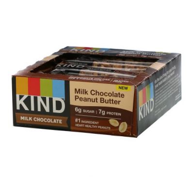 KIND Bars, Milk Chocolate, арахисовая паста, 12 батончиков по 40 г (1,4 унции)