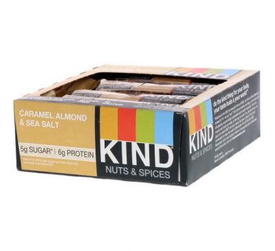 KIND Bars, Nuts & Spices, Caramel Almond & Sea Salt, 12 Bars, 1.4 oz (40 g) Each