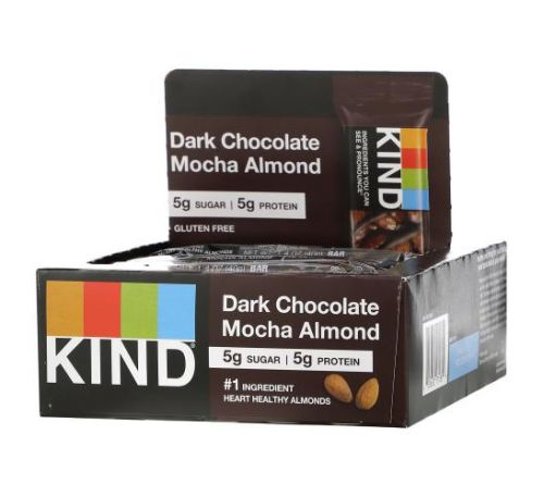 KIND Bars, Nuts & Spices, Dark Chocolate Mocha Almond, 12 Bars, 1.4 oz (40 g) Each