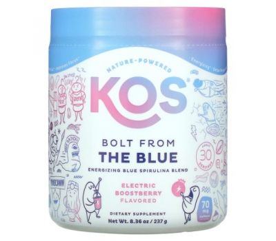 KOS, Bolt from the Blue, Energizing Blue Spirulina Blend, Electric Boostberry Flavored, 8.36 oz (237 g)