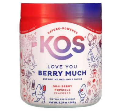 KOS, Love You Berry Much, суміш червоних соків для заряду енергії, фруктове морозиво з ягодами годжі, 249 г (8,78 унції)