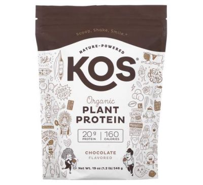 KOS, Organic Plant Protein, Chocolate, 1.2 lb (546 g)