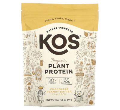 KOS, Organic Plant Protein, Chocolate Peanut Butter, 1.2 lb (546 g)