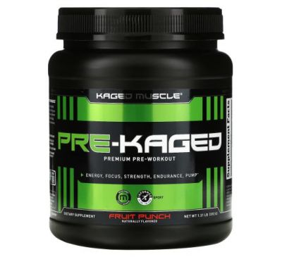 Kaged Muscle, PRE-KAGED, Premium Pre-Workout, Fruit Punch, 1.31 lb (592 g)