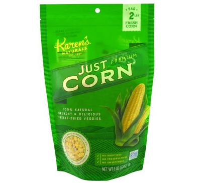 Karen's Naturals, Сублимированные овощи премиум-класса, просто кукуруза, 8 унций (224 г)