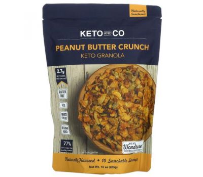 Keto and Co, Keto Granola, хрустящая арахисовая паста, 285 г (10 унций)