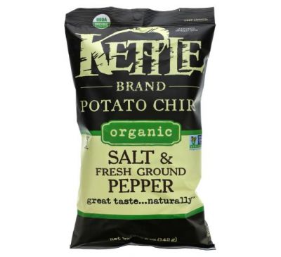 Kettle Foods, Organic Potato Chips, Salt and Fresh Ground Pepper, 5 oz (142 g)