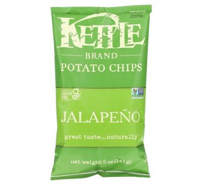Kettle Foods, картофельные чипсы, острые с халапеньо, 142 г (5 унций)