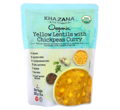 Khazana, Yellow Lentils With Chickpeas Curry, Medium, 10 oz (285 g)