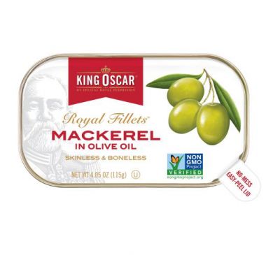 King Oscar, Royal Fillets, Mackerel In Olive Oil, 4.05 oz (115 g)